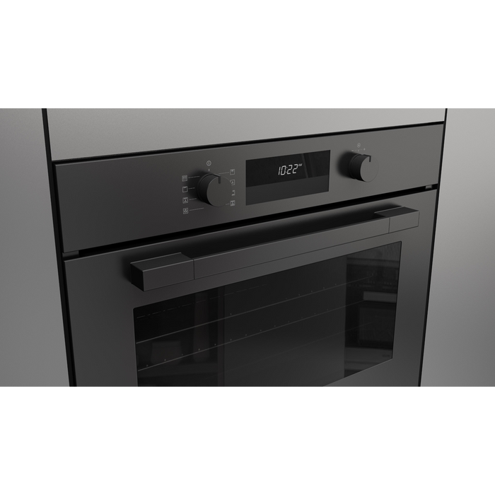 Fulgor Milano 30-Inch Matteo Built-In Electric Single Oven, 100 Series, Euro Height, Self-Clean Convection, Soft Close Door, 3 Standard Racks, Matte Black Finish
