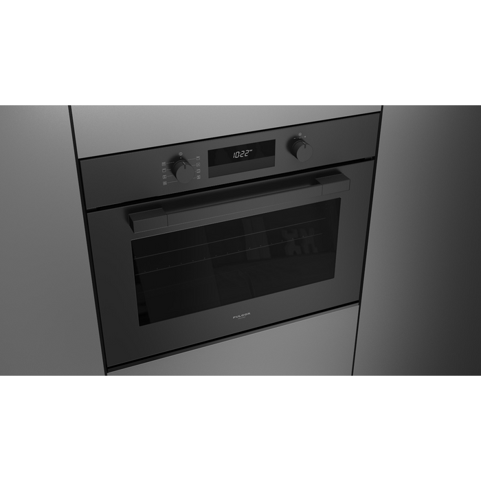 Fulgor Milano 30-Inch Matteo Built-In Electric Single Oven, 100 Series, Euro Height, Self-Clean Convection, Soft Close Door, 3 Standard Racks, Matte Black Finish