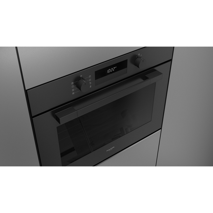 Fulgor Milano 30-Inch Matteo Built-In Electric Single Oven, 100 Series, Euro Height, Self-Clean Convection, Soft Close Door, 3 Standard Racks, Matte Black Finish