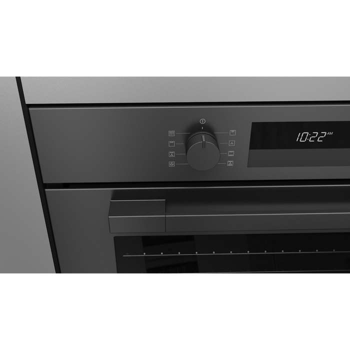 Fulgor Milano 30-Inch Matteo Built-In Electric Single Oven, 100 Series, Euro Height, Self-Clean Convection, Soft Close Door, 3 Standard Racks, Matte Black Finish