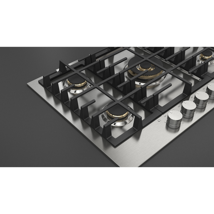 Fulgor Milano 30-Inch Matteo Built-In Gas Cooktop, 400 Series, 5 Brass Burners, 4 Sealed Burners, Powerful Central Dual Ring Wok Burner, Stainless Steel Finish