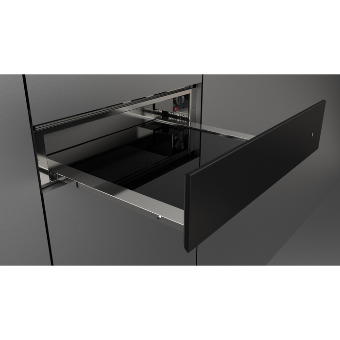 Fulgor Milano 24-Inch Matteo Built-In Warming Drawer, 400 Series, Matte Black, Push-to-Open, No Handle, Matches 400/700 Series 24-Inch Oven
