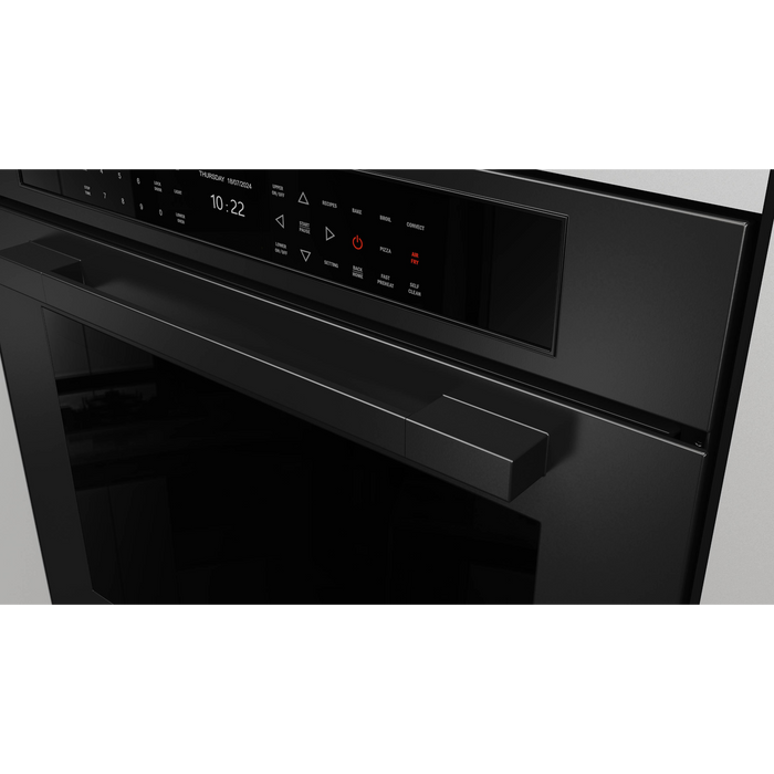 Fulgor Milano 30-Inch Matteo Built-In Electric Double Oven, 700 Series, Self-Clean, Dual Convection, Multi-Pass Broiler, Air Fry Function, Soft-Closing Door, 2 Standard Racks, 1 Telescopic Rack, Matte Black Finish