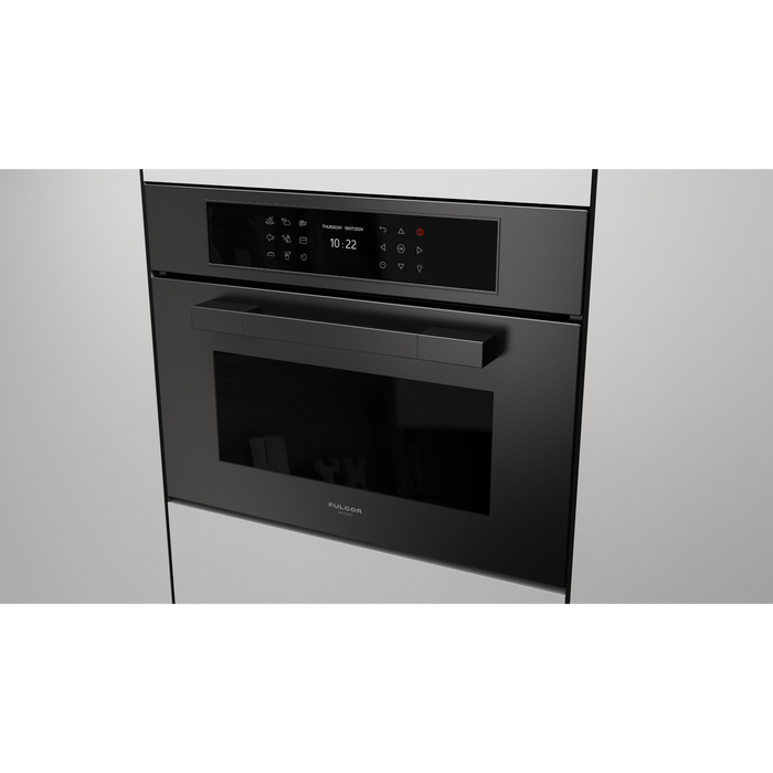 Fulgor Milano 24-Inch Matteo Built-In Steam Oven, 700 Series, Combination Steam Convection, Air Fry Function, Matte Black Finish