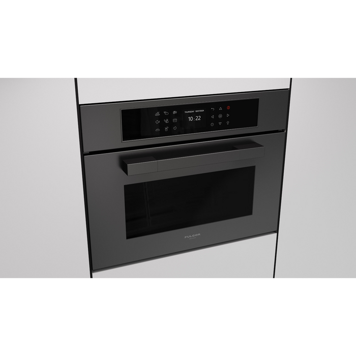 Fulgor Milano 24-Inch Matteo Built-In Steam Oven, 700 Series, Combination Steam Convection, Air Fry Function, Matte Black Finish