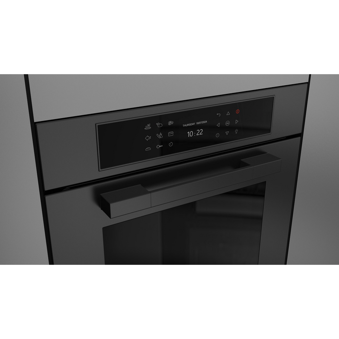 Fulgor Milano 24-Inch Matteo Built-In Electric Single Oven, 700 Series, Easy Clean, Dual Convection, Multi-Pass Broiler, Air Fry Function, 2 Standard Racks, Matte Black Finish