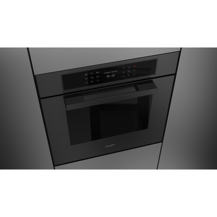 Fulgor Milano 24-Inch Matteo Built-In Electric Single Oven, 700 Series, Easy Clean, Dual Convection, Multi-Pass Broiler, Air Fry Function, 2 Standard Racks, Matte Black Finish
