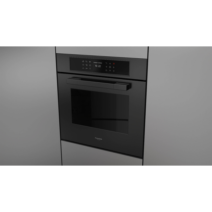 Fulgor Milano 24-Inch Matteo Built-In Electric Single Oven, 700 Series, Self-Clean, Dual Convection, Multi-Pass Broiler, Air Fry Function, Soft-Closing Door, 2 Standard Racks, 1 Telescopic Rack, Matte Black Finish