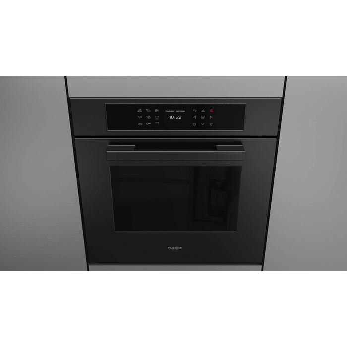 Fulgor Milano 24-Inch Matteo Built-In Electric Single Oven, 700 Series, Self-Clean, Dual Convection, Multi-Pass Broiler, Air Fry Function, Soft-Closing Door, 2 Standard Racks, 1 Telescopic Rack, Matte Black Finish