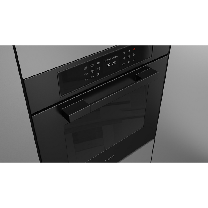 Fulgor Milano 24-Inch Matteo Built-In Electric Single Oven, 700 Series, Self-Clean, Dual Convection, Multi-Pass Broiler, Air Fry Function, Soft-Closing Door, 2 Standard Racks, 1 Telescopic Rack, Matte Black Finish