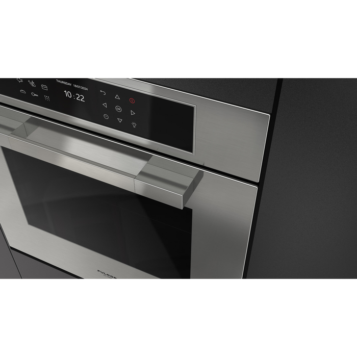 Fulgor Milano 24-Inch Matteo Built-In Electric Single Oven, 700 Series, Self-Clean, Dual Convection, Multi-Pass Broiler, Air Fry Function, Soft-Closing Door, 2 Standard Racks, 1 Telescopic Rack, Stainless Steel Finish