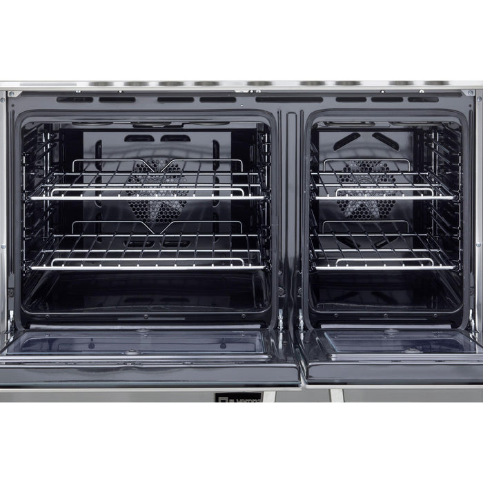 Verona Prestige 36-Inch Freestanding Matte Black Gas Range Double Oven With 5 Burners, 3.9 Cu. Ft. Total Capacity Convection Oven and Italian Design