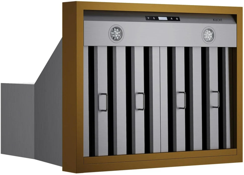 Kucht KRH48SG Wall Mount Range Hood in Stainless Steel and Gold