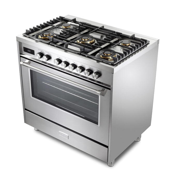 Verona Ultima 36-Inch 5.0 Cu. Ft. Colored Dual Fuel Freestanding Range with Five Brass Burners and Dual Convection Oven