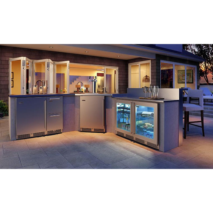 Perlick Signature Series 18" Shallow Depth Outdoor Beverage Center, Panel-Ready Glass Door