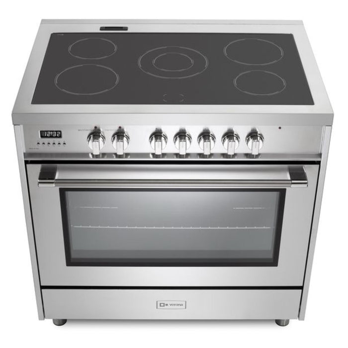 Verona Prima 36-Inch Freestanding Stainless Steel Electric Range With 5 Burners, 5.0 Cu. Ft. European Convection Oven and Sleek Design
