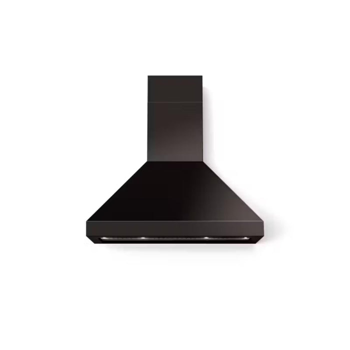 Verona 36-Inch Designer Series Gloss Black Chimney Wall Mount Range Hood with 600 CFM, 4 Speed Fan and LED Lighting