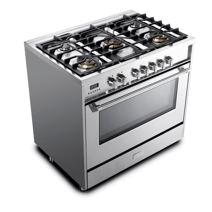 Verona 36-Inch 5.0 Cu. Ft. Colored Designer Series Dual Fuel Range with Five Sealed Burners and True European Convection Oven