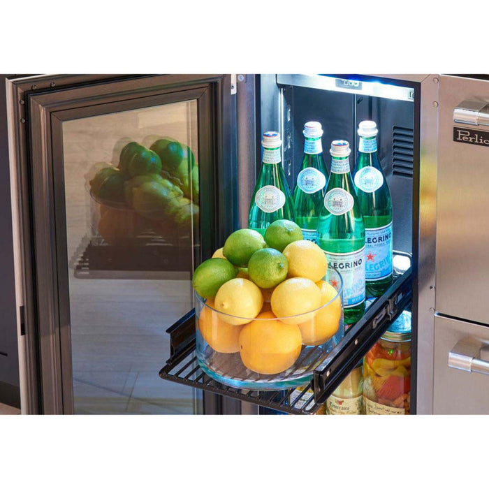 Perlick Signature Series 2.8 cu.ft Indoor Dual-Zone Beverage Center w/ Fully Integrated Panel-Ready Glass Door, Hinge Right, Lockable