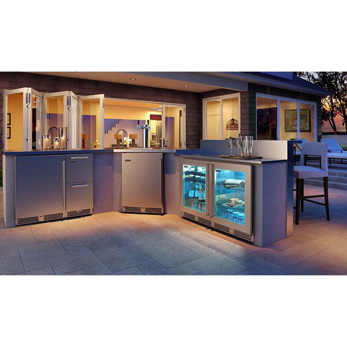 Perlick Signature Series  5.2 cu.ft Indoor Dual-Zone Refrigerator/Wine Reserve – Panel-Ready Glass Door, Hinge Right, w/ Lock