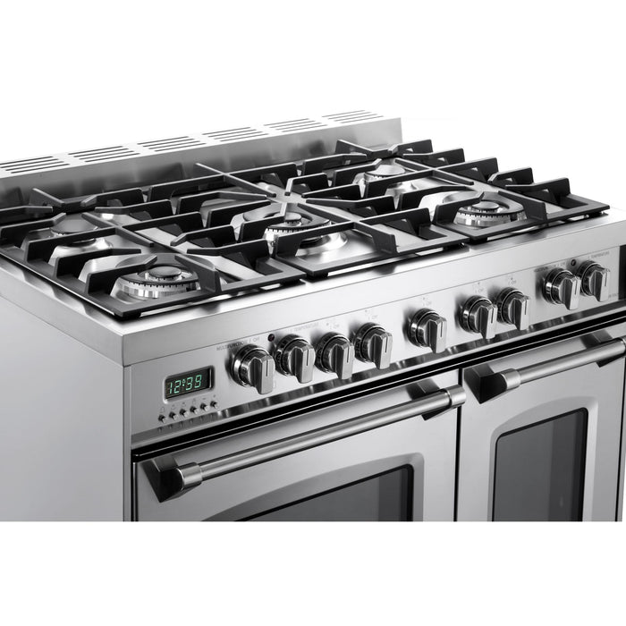 Verona Prestige 36-Inch Freestanding Stainless Steel Dual Fuel Double Oven Range With 5 Burners, 3.9 Cu. Ft. Total Capacity Convection Oven And Precision Cooking