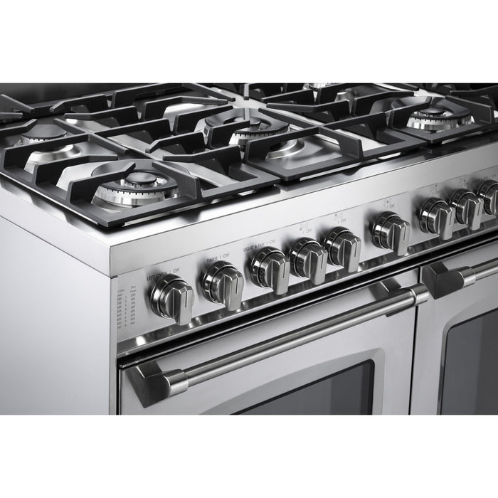 Verona Prestige 36-Inch Freestanding Stainless Steel Gas Range Double Oven With 5 Burners, 3.9 Cu. Ft. Total Capacity Convection Oven and Professional Performance
