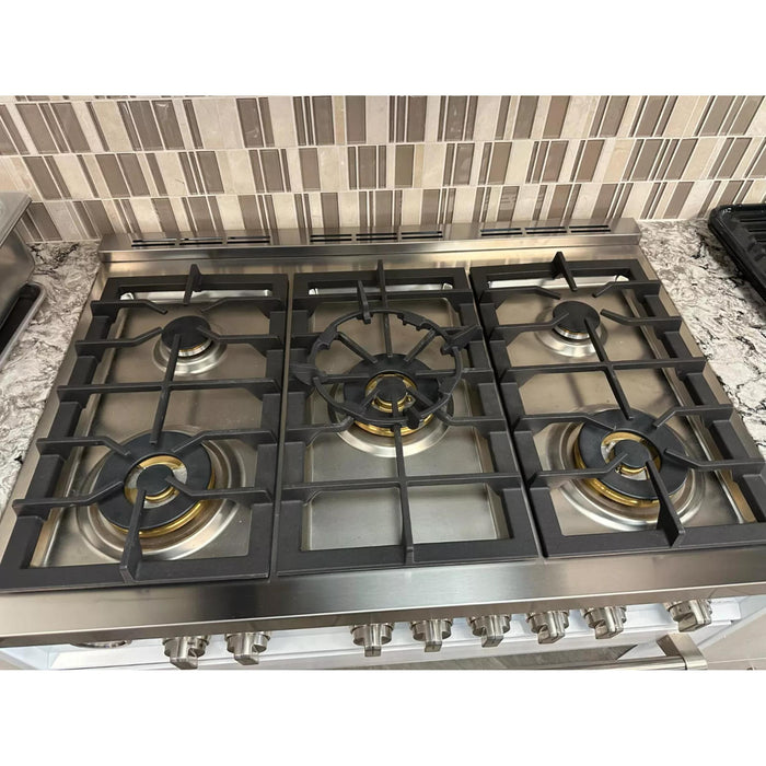 Verona Prestige 36-Inch Freestanding White Gas Range With 5 Sealed Burners, 4.0 Cu. Ft. Convection Oven Professional Performance and Elegant Design