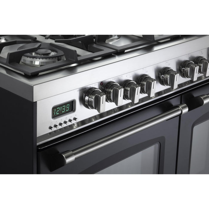 Verona Prestige 36-Inch Freestanding Matte Black Dual Fuel Double Oven Range With 5 Burners, 3.9 Cu. Ft. Total Capacity Convection Oven And Sleek Design
