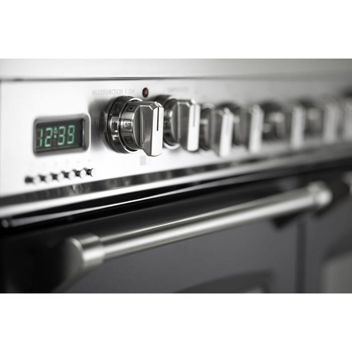 Verona Prestige 36-Inch Freestanding Matte Black Dual Fuel Double Oven Range With 5 Burners, 3.9 Cu. Ft. Total Capacity Convection Oven And Sleek Design