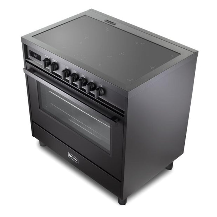 Verona Ultima Midnight 36-Inch Freestanding Full Black Induction Range With 5 EGO Burners, 5.0 Cu. Ft. European Convection Oven High Performance Italian Design