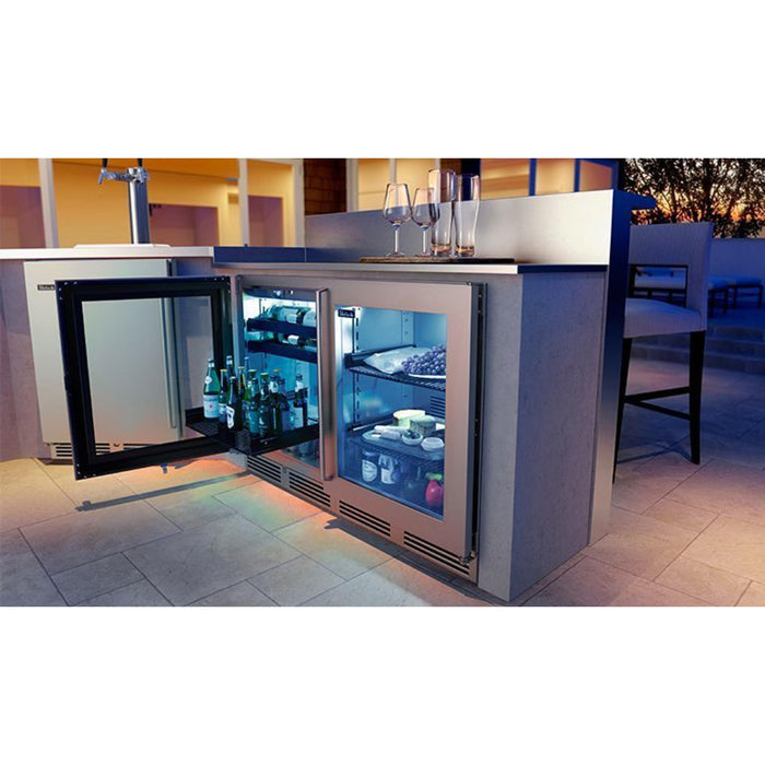 Perlick Signature Series 3.1 cu.ft Depth Indoor Dual-Zone Refrigerator/Wine Reserve w/ Fully Integrated Panel-Ready Glass Door, Hinge Right, w/ Lock