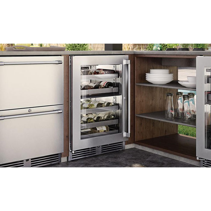 Perlick Signature Series 5.2 cu.ft Marine Grade Dual-Zone Wine Reserve w/ Stainless Steel Glass Door, Hinge Right, w/ Lock