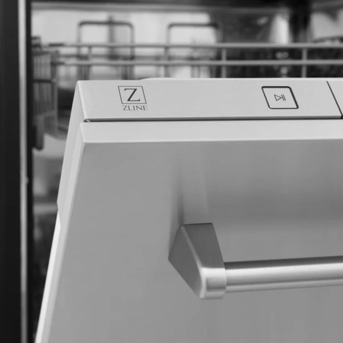 ZLINE 24-Inch Top Control Built-In Dishwasher with Stainless Steel Panel & Tub in Multi Color With Traditional Style Handle