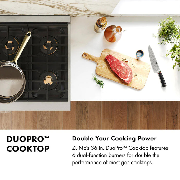 ZLINE Autograph Edition Paramount Gas Rangetops with 6 or 8 Burner DuoPro™ Cooktops and Matte Black Accents – 36" and 48" Widths.