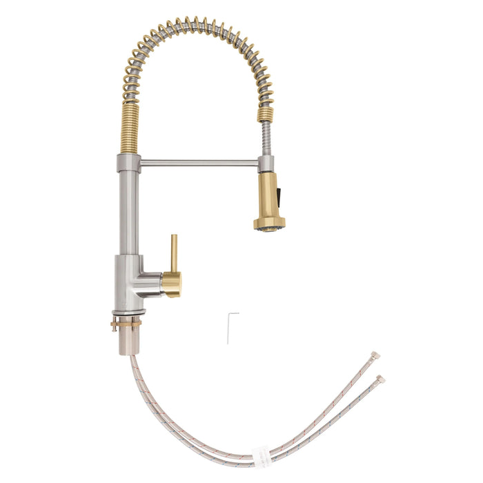 ZLINE Autograph Edition Apollo Pull-Down Spring Single Handle Kitchen Faucet in Brushed Nickel and Champagne Bronze
