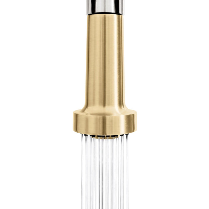ZLINE Autograph Edition Apollo Pull-Down Spring Single Handle Kitchen Faucet in Brushed Nickel and Champagne Bronze