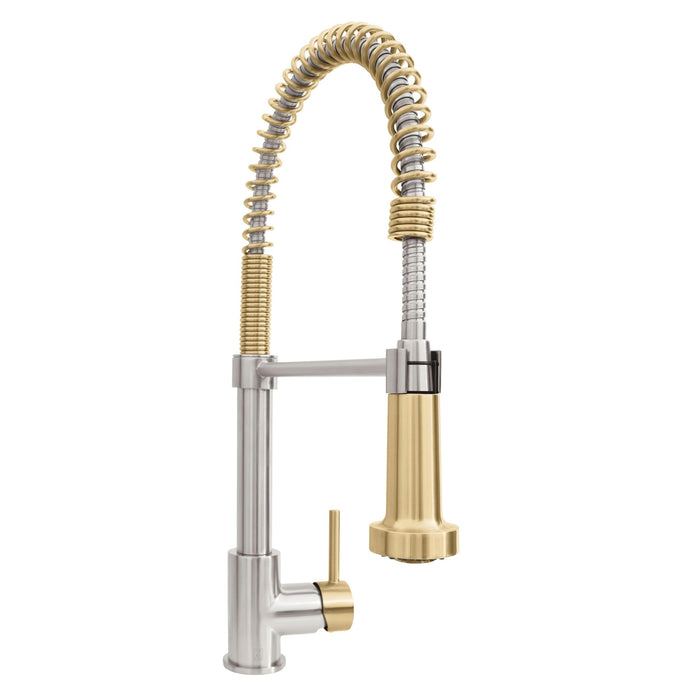 ZLINE Autograph Edition Apollo Pull-Down Spring Single Handle Kitchen Faucet in Brushed Nickel and Champagne Bronze