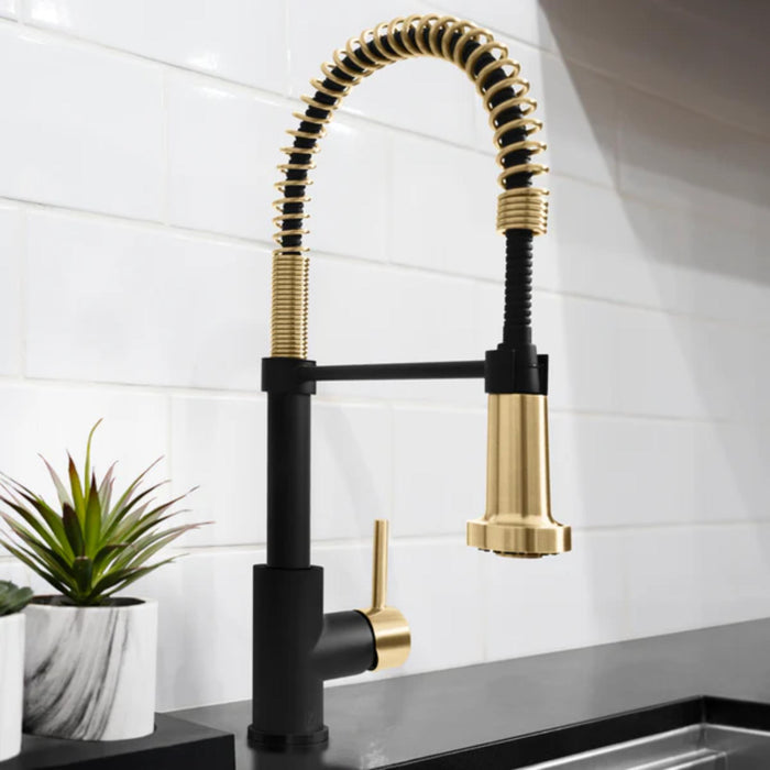 ZLINE Autograph Edition Apollo Pull-Down Kitchen Faucet in Matte Black & Champagne Bronze