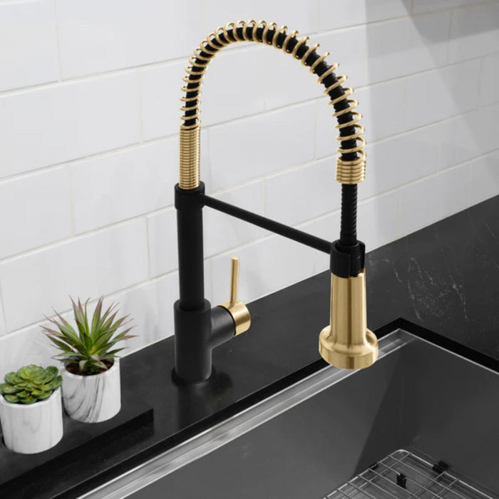 ZLINE Autograph Edition Apollo Pull-Down Kitchen Faucet in Matte Black & Champagne Bronze