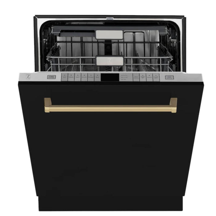 ZLINE Autograph Edition 24" Monument Series 3rd Rack Top Touch Control Tall Tub Black Matte Dishwasher.