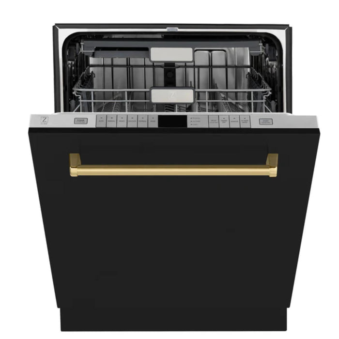 ZLINE Autograph Edition 24" Monument Series 3rd Rack Top Touch Control Tall Tub Black Matte Dishwasher.