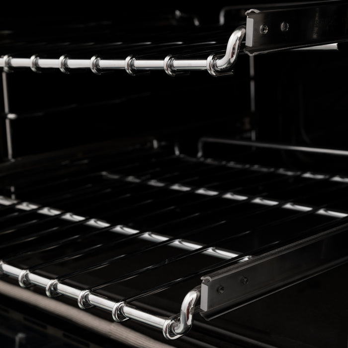 ZLINE 48" Autograph Edition Legacy Dual Fuel Range with 7 Burner Gas Cooktop and 2 Electric Ovens in Black Stainless Steel and Champagne Bronze Accents
