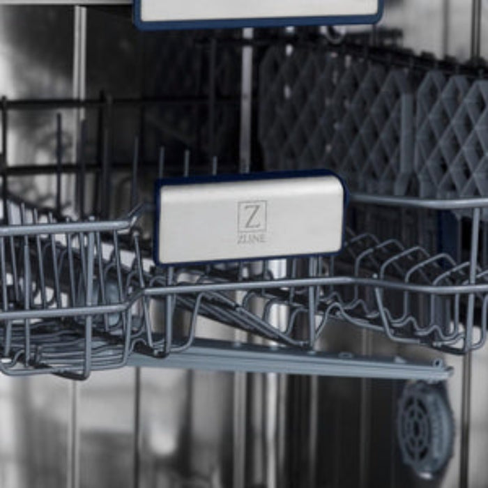 ZLINE 24" Autograph Edition  3rd Rack Top Control Tall Tub Dishwasher in Black Stainless Steel with Accent Handle