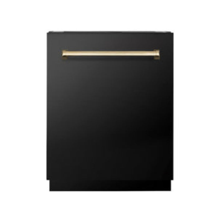 ZLINE 24" Autograph Edition  3rd Rack Top Control Tall Tub Dishwasher in Black Stainless Steel with Accent Handle