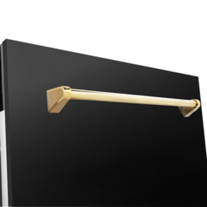 ZLINE 24" Autograph Edition  3rd Rack Top Control Tall Tub Dishwasher in Black Stainless Steel with Accent Handle