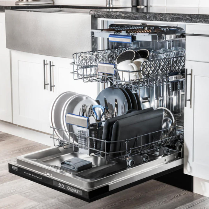 ZLINE Autograph Edition 24" Tallac Series 3rd Rack Top Touch Control Built-In Tall Tub Dishwasher in White Matte