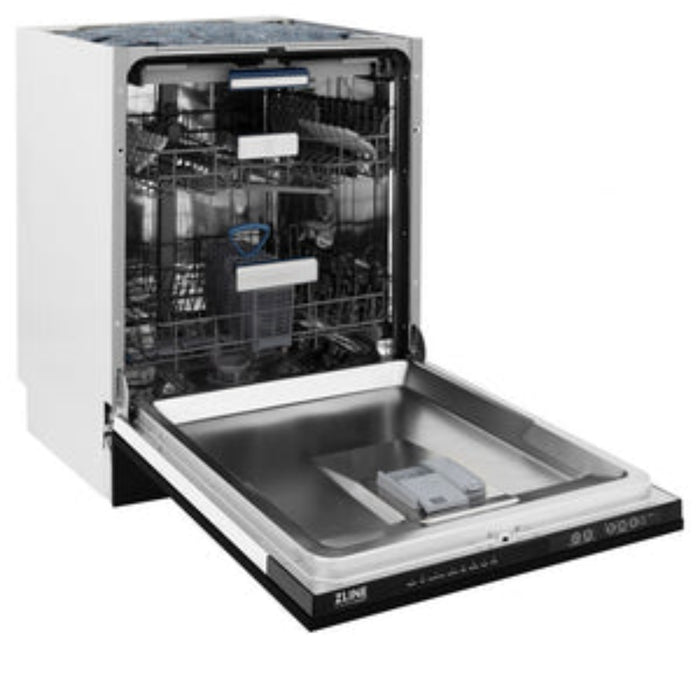 ZLINE 24" Autograph Edition  3rd Rack Top Control Tall Tub Dishwasher in Black Stainless Steel with Accent Handle