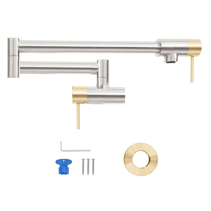 ZLINE Autograph Edition Gemini Pot Filler in Brushed Nickel and Champagne Bronze