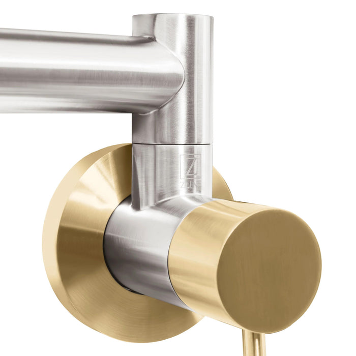 ZLINE Autograph Edition Gemini Pot Filler in Brushed Nickel and Champagne Bronze