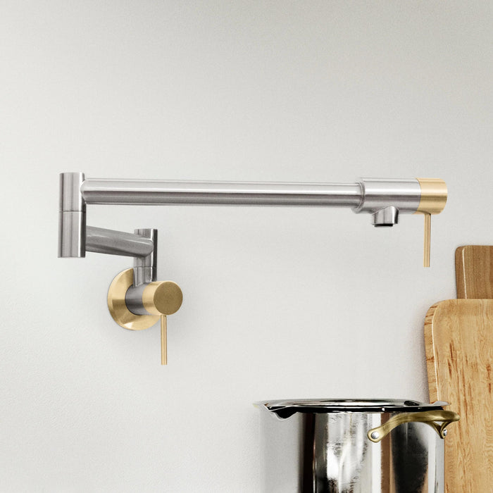 ZLINE Autograph Edition Gemini Pot Filler in Brushed Nickel and Champagne Bronze